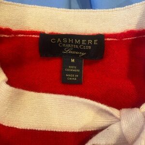 Charter Club Red and Cream Cashmere Knit
